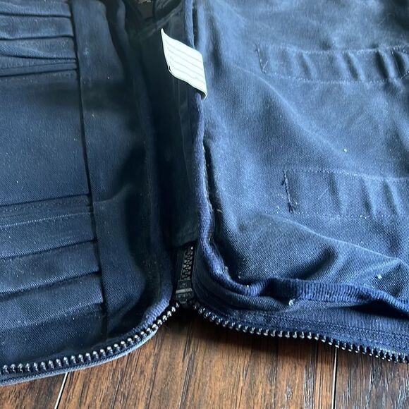 vtg made in USA Land's End canvas Messenger Bag navY blue nice fade in GUC - Picture 10 of 14